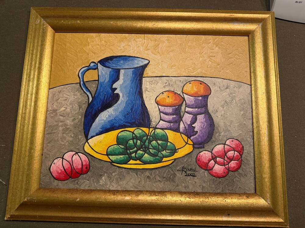 Original Still Life Acrylic Painting Signed J. O'Neal 2002 Framed Art